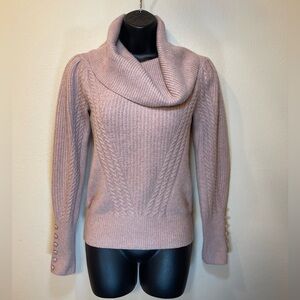Tahari Pink Purple Turtleneck Cable Neck Sweater size XS